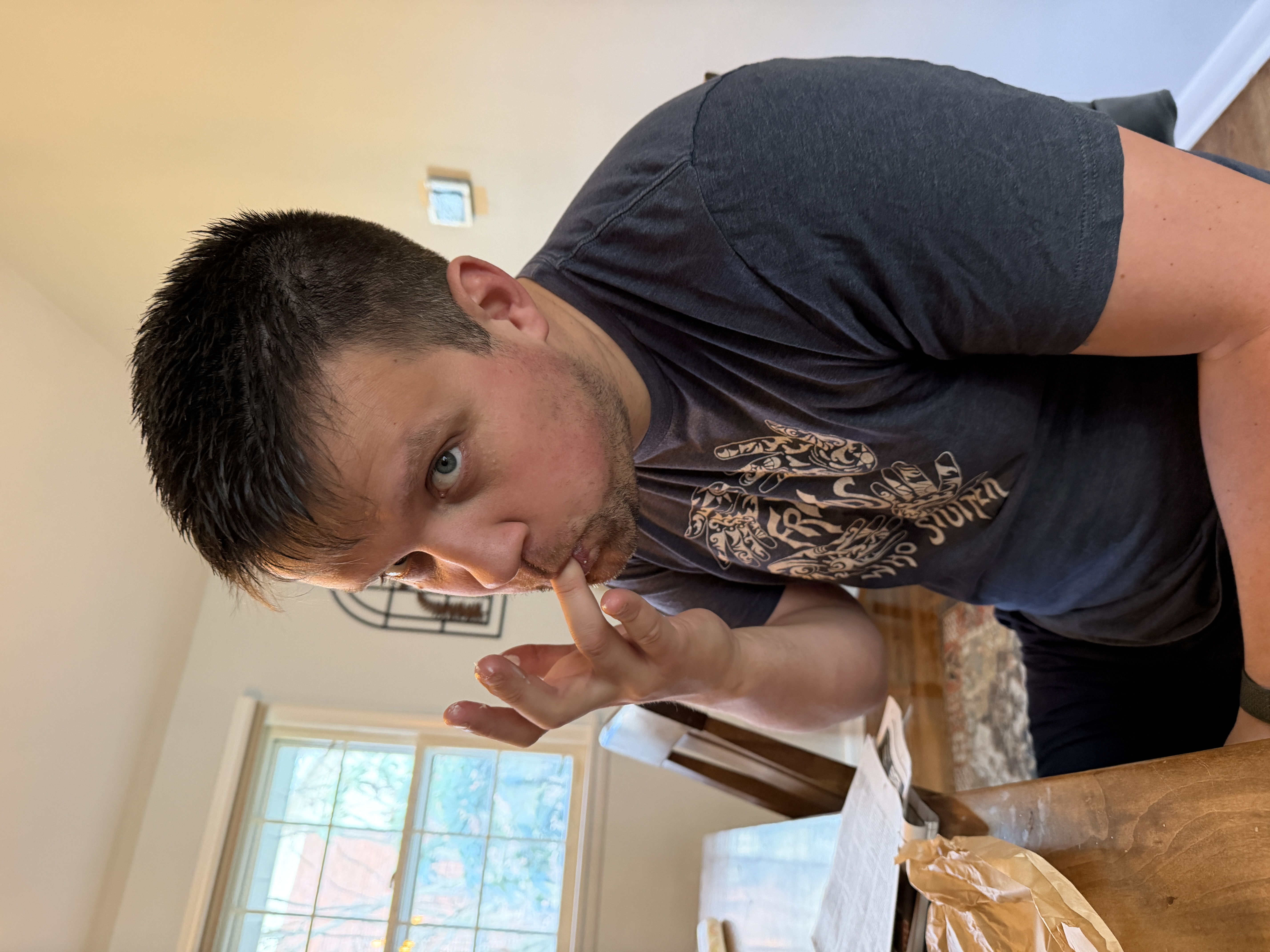 It’s difficult to get a candid photo where I’m not eating